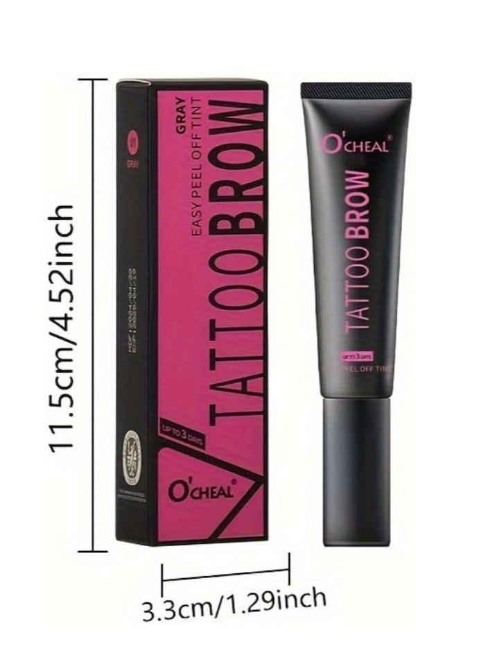 OCHEAL - Tattoo Brow Peel Off Tint Waterproof Sweatproof 3 Days Long Lasting Peel Off Tattoo Brow Gel Peel Off Tint Eyebrow Gel with Mascara Brush and Three Eyebrow Shapes Eyebrow Glue Gray 01 - Image 1