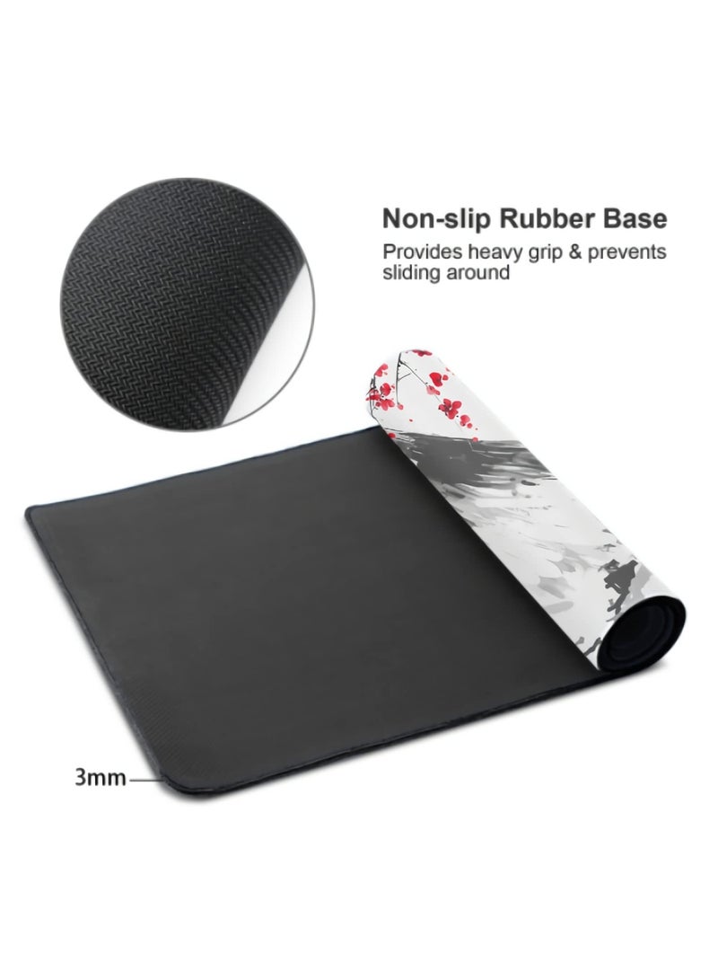 Excefore Mouse Pad, (80 x 30cm) Extended Large Mouse Mat Desk Pad, Stitched Edges Mousepad, Desk Mat Gaming Mat Non-Slip Rubber Base, XL Gaming Pad for Office & Home - Mountain Ink Painting  - Image 4
