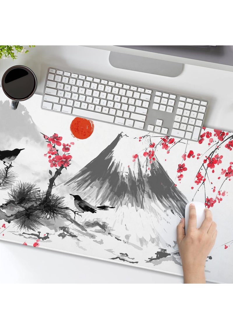 Excefore Mouse Pad, (80 x 30cm) Extended Large Mouse Mat Desk Pad, Stitched Edges Mousepad, Desk Mat Gaming Mat Non-Slip Rubber Base, XL Gaming Pad for Office & Home - Mountain Ink Painting  - Image 2