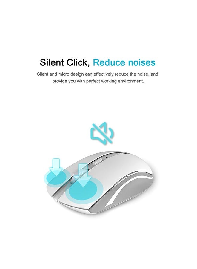 NIBEMINENT Wireless Desktop Keyboard Mouse Combo White - Image 3