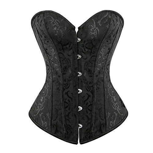 Kranchungel Women's Vintage Palace Jacquard Strapless Overbust Corset Bustier Bodyshaper Medium Black - Image 1