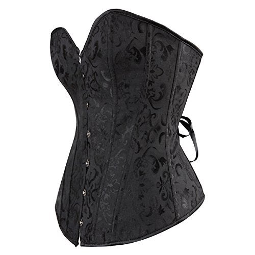 Kranchungel Women's Vintage Palace Jacquard Strapless Overbust Corset Bustier Bodyshaper Medium Black - Image 2