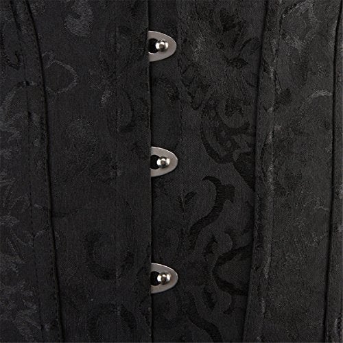 Kranchungel Women's Vintage Palace Jacquard Strapless Overbust Corset Bustier Bodyshaper Medium Black - Image 4