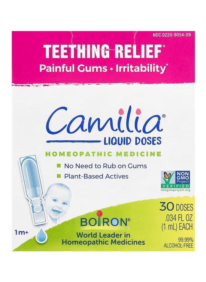 Boiron Camilia, Teething Relief, 1 Month+, 30 Doses, 0.034 fl oz (1 ml) Each - Image 1