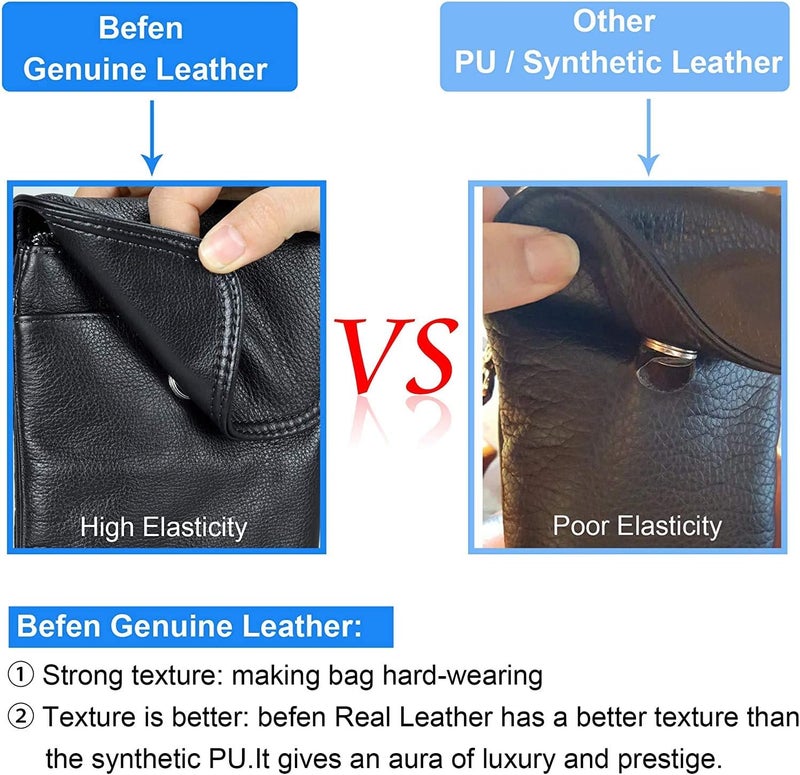 befen Genuine Leather Small Crossbody Bags for Women Cell Phone Bag Cross Body Purses,Silver Zipper - Image 2