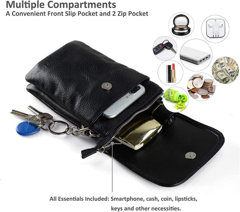befen Genuine Leather Small Crossbody Bags for Women Cell Phone Bag Cross Body Purses,Silver Zipper - Image 4
