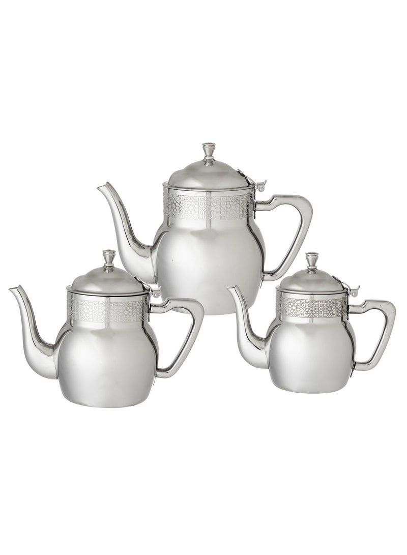 Squalo Agaydar tea pot set, made of 18/10 stainless steel, three different sizes (0.70 liters + 1 liter + 1.36 liters) - Image 2