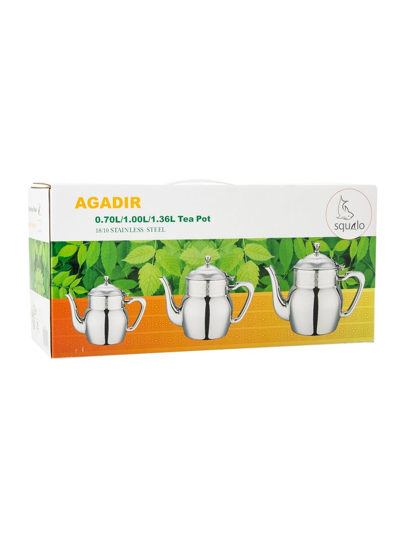 Squalo Agaydar tea pot set, made of 18/10 stainless steel, three different sizes (0.70 liters + 1 liter + 1.36 liters) - Image 4