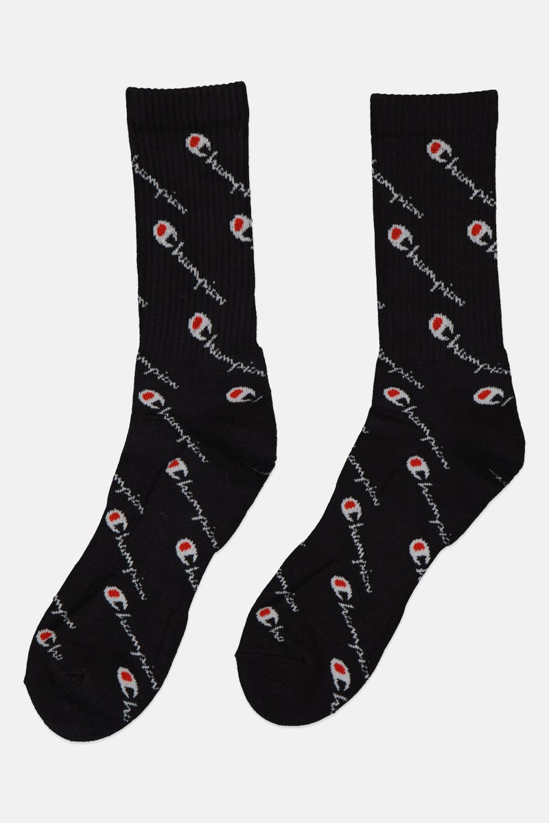 Champion جوارب كروية للرجال، 1 زوج، بشعار العلامة التجارية، أسود - Image 3