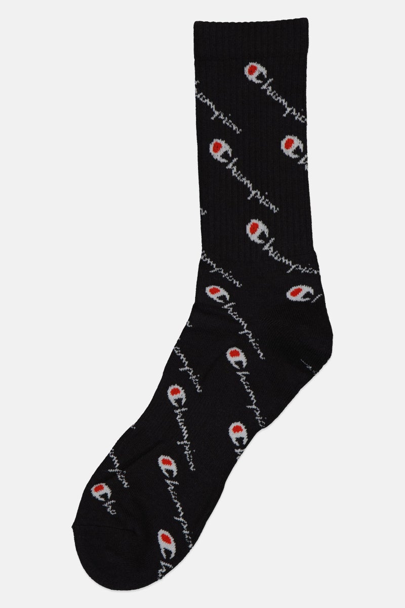 Champion جوارب كروية للرجال، 1 زوج، بشعار العلامة التجارية، أسود - Image 1