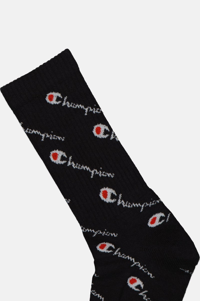 Champion جوارب كروية للرجال، 1 زوج، بشعار العلامة التجارية، أسود - Image 2