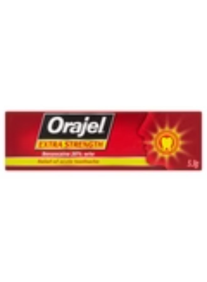 Orajel Extra Strength Dental Gel, for Acute Toothache Relief, Benzocaine 20% w/w, 5.3g