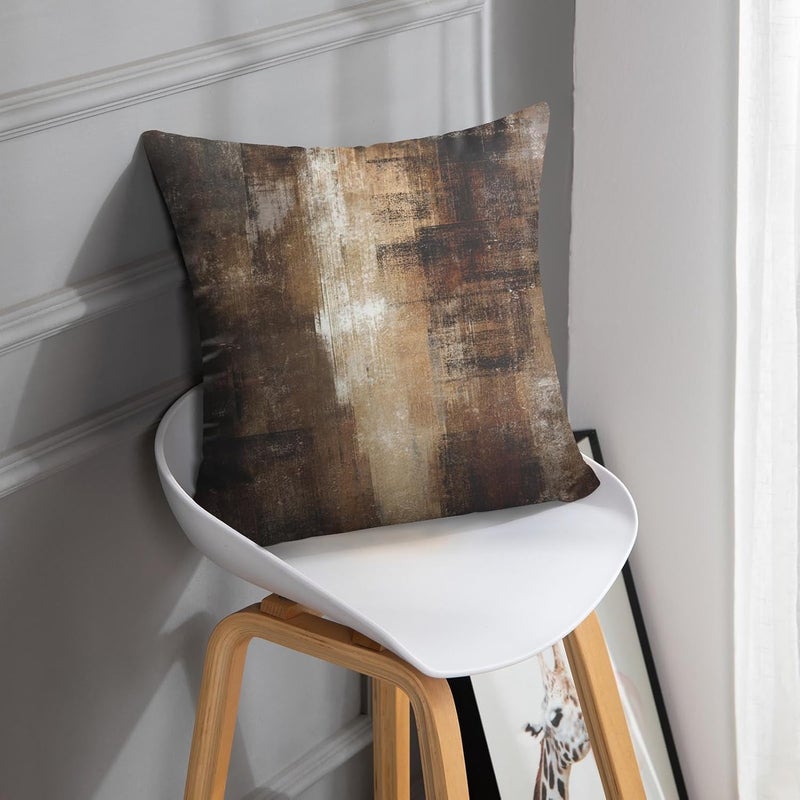 Britimes Throw Pillow Covers Modern Home Art Decor, 16 x 16 Inches Set of 2 Abstract Oil Painting Pillowcases for Bedroom, Living Room, Cushion Couch Sofa, Brown Grey Beige - Image 2
