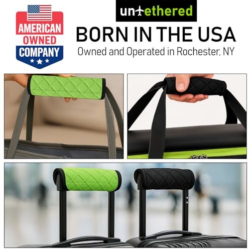Untethered Luggage Handle Wraps (4-Pack) | Padded Suitcase Handle Covers with Diamond-Grip Design – Comfortable Neoprene Travel Handle Wraps for Luggage, Bags & Suitcases. (4-Pack | Black) - Image 4