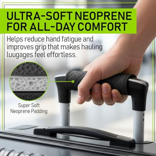 Untethered Luggage Handle Wraps (4-Pack) | Padded Suitcase Handle Covers with Diamond-Grip Design – Comfortable Neoprene Travel Handle Wraps for Luggage, Bags & Suitcases. (4-Pack | Black) - Image 2
