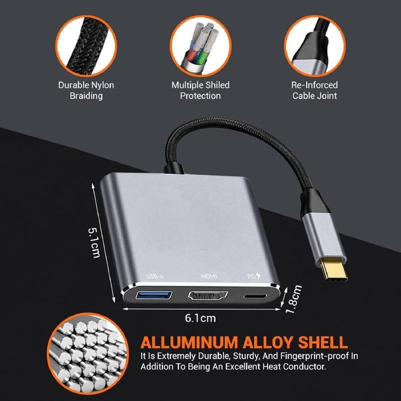 Aliens 3-in-1 Multiport USB Hub Type C to HDMI Adapter 4K@30Hz, 100W PD Fast Charging Port, USB A 3.0 @5Gbps Speed Adapter for Laptop, MacBook Pro Air, Windows, Tablet,Smartphone & All Type C Devices - Image 5