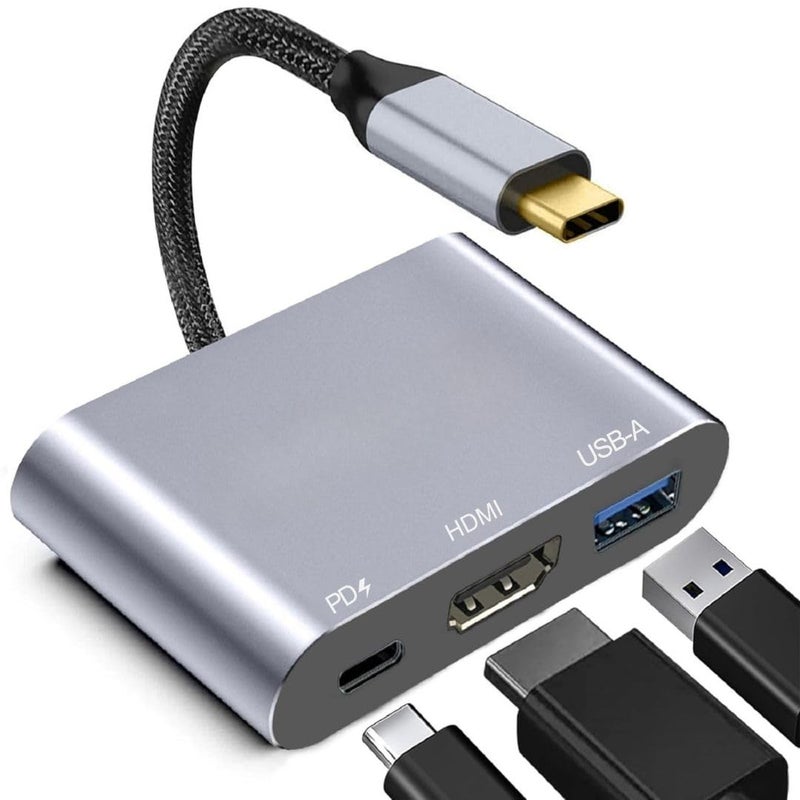 Aliens 3-in-1 Multiport USB Hub Type C to HDMI Adapter 4K@30Hz, 100W PD Fast Charging Port, USB A 3.0 @5Gbps Speed Adapter for Laptop, MacBook Pro Air, Windows, Tablet,Smartphone & All Type C Devices - Image 1