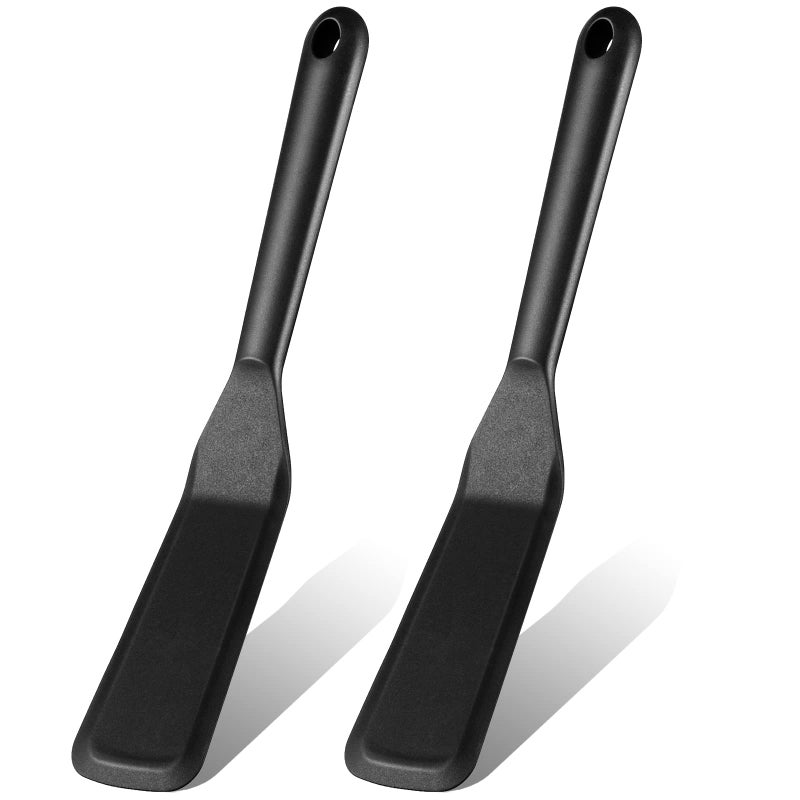 Zopeal 2 Pieces Silicone Narrow Skinny Spatula Crepe Flipper Long Spatula Heat Resistant Cooking Spatula Non Stick Pancake Spatula for Cooking Egg Burgers Pizza Pancake Steak Omelet(Black) - Image 1