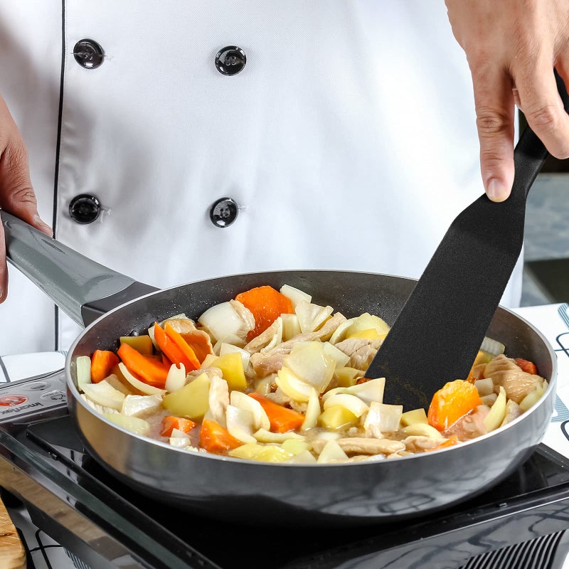 Zopeal 2 Pieces Silicone Narrow Skinny Spatula Crepe Flipper Long Spatula Heat Resistant Cooking Spatula Non Stick Pancake Spatula for Cooking Egg Burgers Pizza Pancake Steak Omelet(Black) - Image 3