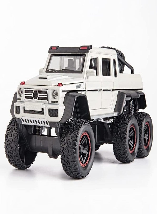 PEZYOX 1:22 AMG 6x6 Diecast Metal Toy Car Model for Kids Pull Back Action Openable Doors with Light & Sound Features Durable Alloy Vehicle Collectible & Giftable (White) - Image 1