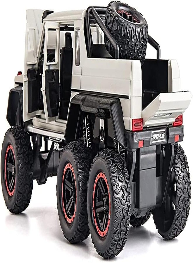 PEZYOX 1:22 AMG 6x6 Diecast Metal Toy Car Model for Kids Pull Back Action Openable Doors with Light & Sound Features Durable Alloy Vehicle Collectible & Giftable (White) - Image 5