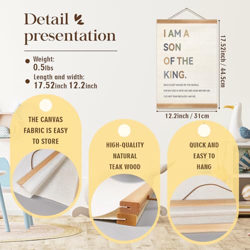 ZTGDA I Am a Son of The King Wall Art, Christian Religious Bible Verse Wall Hanging for Nursery, Kids Room, Boys Room, Boys Bedroom, Playroom, Classroom Poster Decor (12x16 Inch I am a son) - Image 3