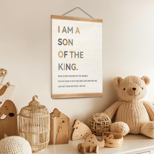 ZTGDA I Am a Son of The King Wall Art, Christian Religious Bible Verse Wall Hanging for Nursery, Kids Room, Boys Room, Boys Bedroom, Playroom, Classroom Poster Decor (12x16 Inch I am a son) - Image 2