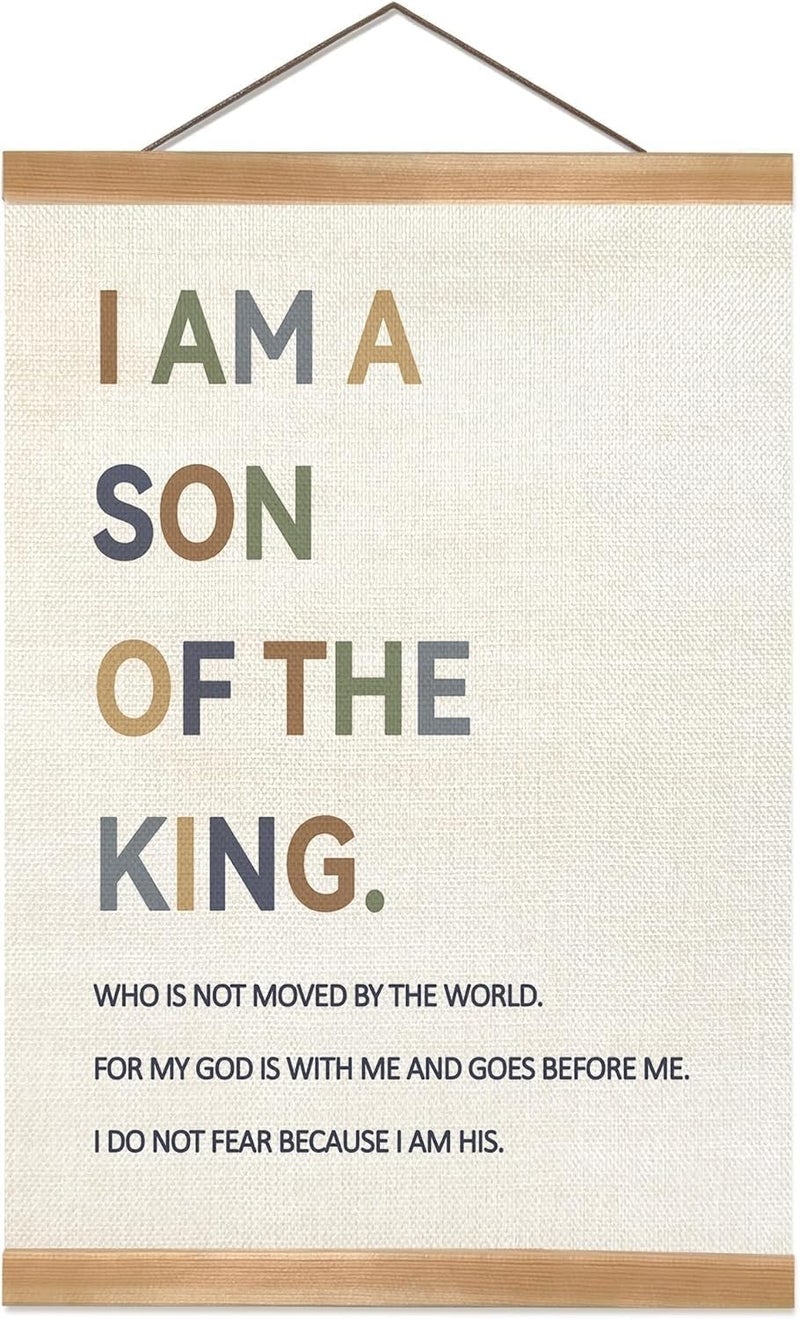 ZTGDA I Am a Son of The King Wall Art, Christian Religious Bible Verse Wall Hanging for Nursery, Kids Room, Boys Room, Boys Bedroom, Playroom, Classroom Poster Decor (12x16 Inch I am a son) - Image 1