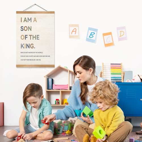 ZTGDA I Am a Son of The King Wall Art, Christian Religious Bible Verse Wall Hanging for Nursery, Kids Room, Boys Room, Boys Bedroom, Playroom, Classroom Poster Decor (12x16 Inch I am a son) - Image 5