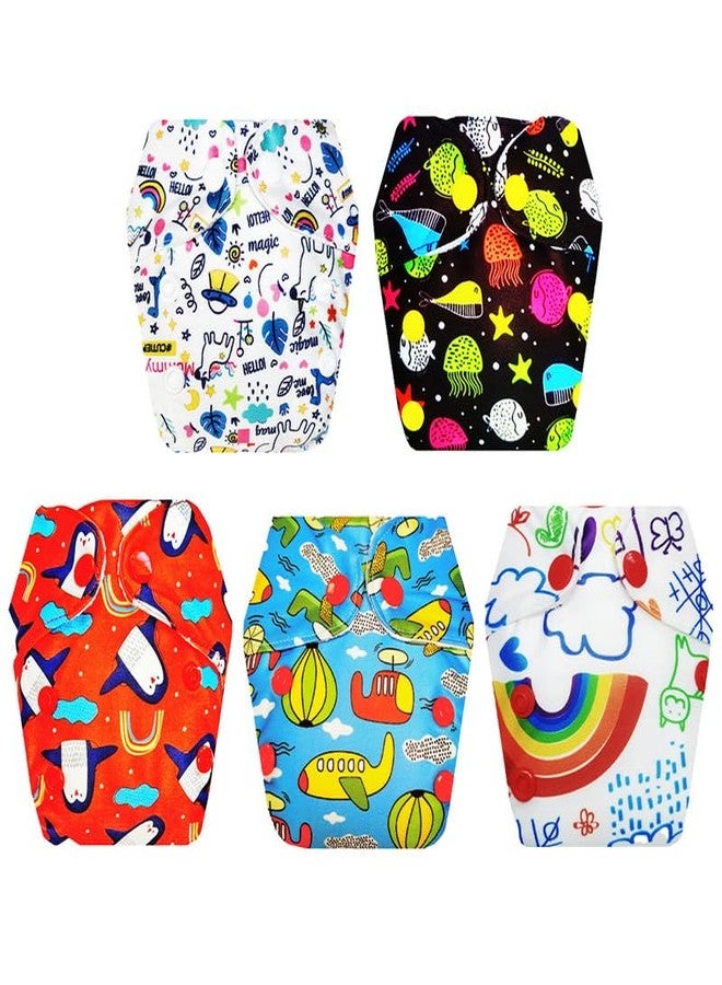 حفاضات قماشية فاخرة من دمبلدو للأطفال حديثي الولادة مع طبقة امتصاص مدمجة (عبوة من 5) | ناعمة ولطيفة | طبقة امتصاص من 6 طبقات | سهلة التنظيف | تغيير حفاضات بدون قلق | من 0 إلى 4 أشهر | للجنسين - Image 1