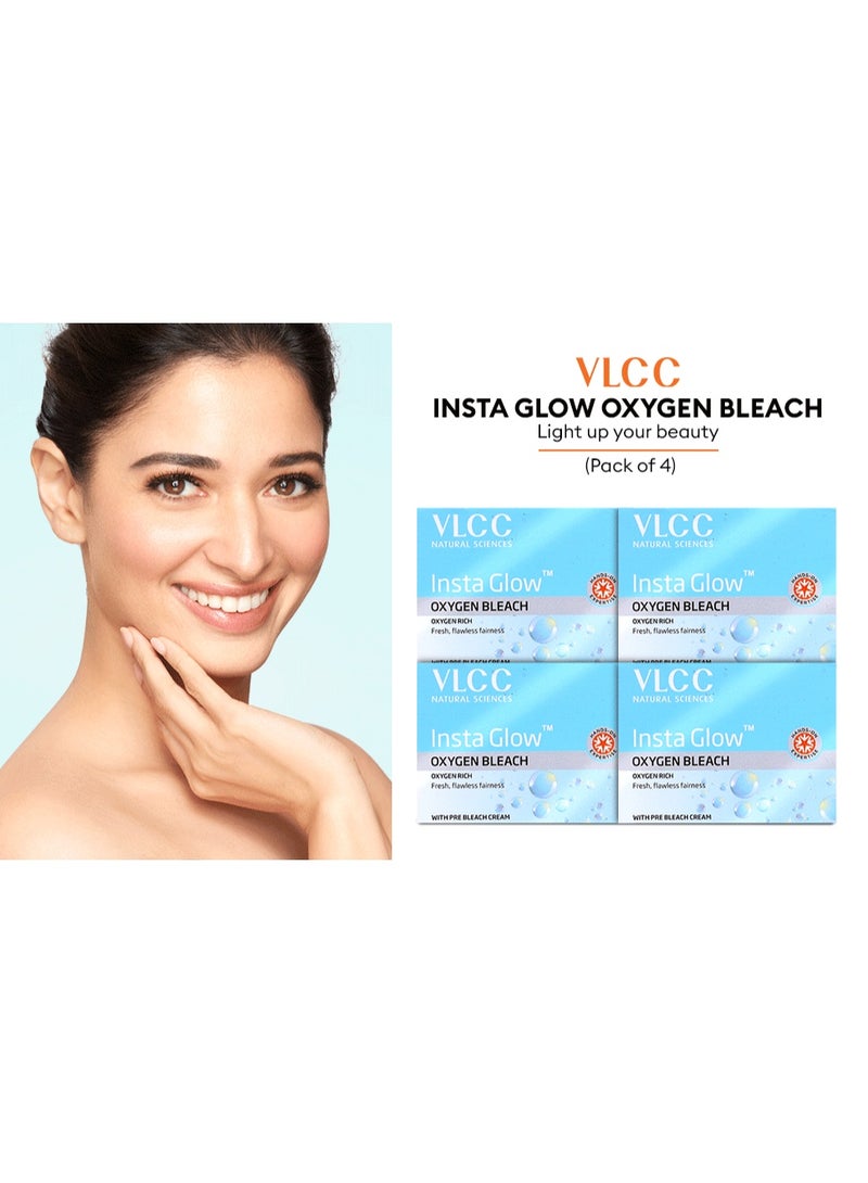 VLCC Insta Glow Oxygen Bleach - 51g X 4 (Pack of 4) | Fresh Flawless Bright Skin | Reduces Facial Hair Visibility | Fades Facial Hair Bleach - Image 3