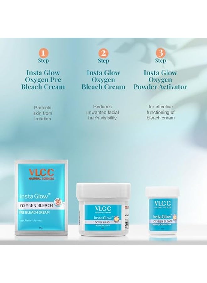 VLCC Insta Glow Oxygen Bleach - 51g X 4 (Pack of 4) | Fresh Flawless Bright Skin | Reduces Facial Hair Visibility | Fades Facial Hair Bleach - Image 2