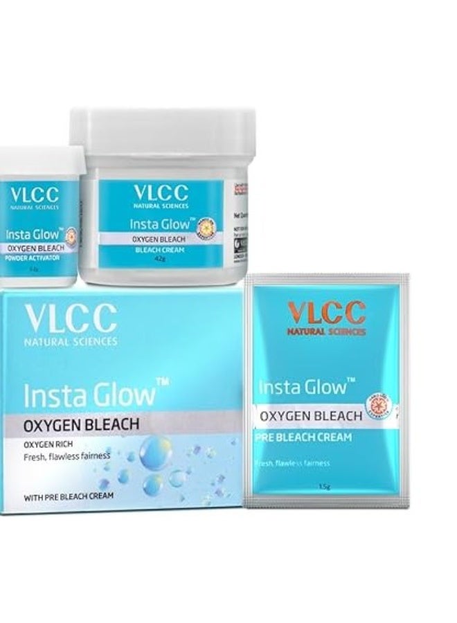 VLCC Insta Glow Oxygen Bleach - 51g X 4 (Pack of 4) | Fresh Flawless Bright Skin | Reduces Facial Hair Visibility | Fades Facial Hair Bleach - Image 1