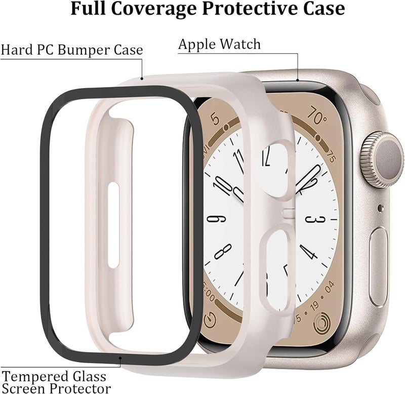 QCKANLJ 6-Pack Case Compatible with Apple Watch Series 9 8 7 41mm with Tempered Glass Screen Protector, Ultra-Thin Hard PC Full Protective Face Cover Bumper for iWatch 41 mm - Image 2