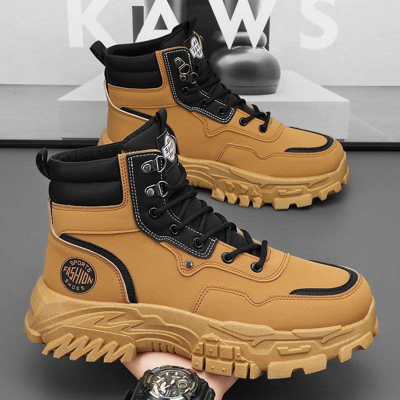 Men'S Shoes Autum British High-Top Boots Men'S Versatile Thick-Soled Sports And Leisure Outdoor Work Boots - Image 5