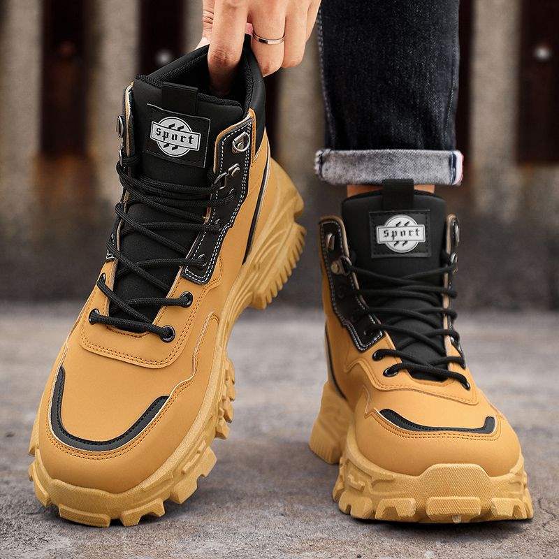 Men'S Shoes Autum British High-Top Boots Men'S Versatile Thick-Soled Sports And Leisure Outdoor Work Boots - Image 2