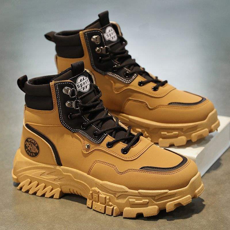Men'S Shoes Autum British High-Top Boots Men'S Versatile Thick-Soled Sports And Leisure Outdoor Work Boots - Image 3