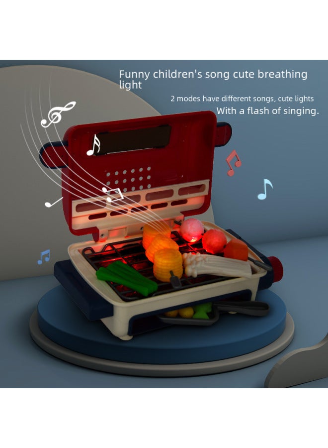 Electric Simulated Spray Barbecue Grill Light Music Food Coloring Children's Play House Toy Kitchen Cooking Toy-Color:Spray Color-changing Barbecue Oven Pink English - Image 3