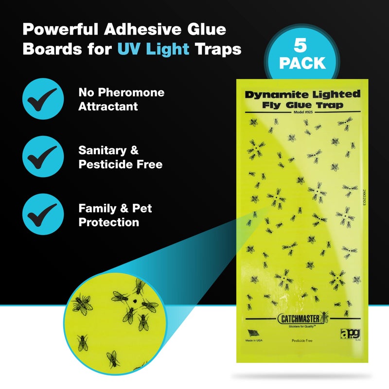 Catchmaster Pro Series Flying Insect Light Trap Replacement Board 5-PK, UV Light Fly Trap Refill, Adhesive Glue Boards, Bug Catcher, UV Lamp Mosquito Catcher, Home & Garage Pest Control - Image 3
