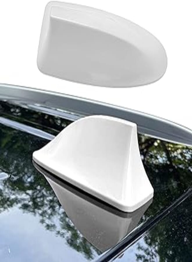 Ajxn Ajxn 1PC Car Antenna Shark Fin, AM/FM Radio Signal Decorate Dummy Aerial Base for Auto SUV Truck with Adhesive Tape for Car SUV Truck (White)