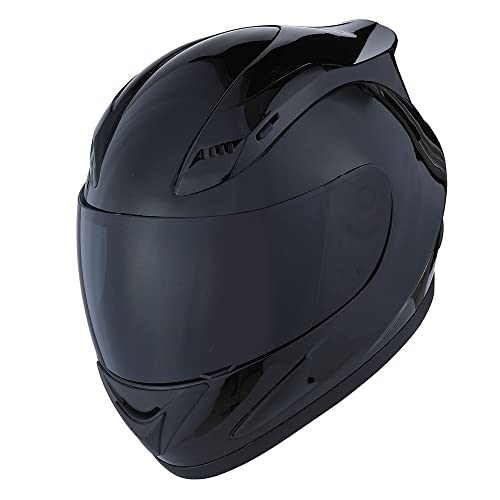 1Storm Motorcycle Bike Full Face Helmet Mechanic Glossy Black Smoked Shield - Image 2