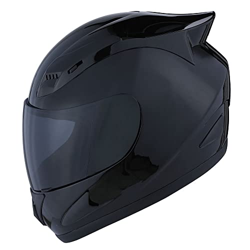1Storm Motorcycle Bike Full Face Helmet Mechanic Glossy Black Smoked Shield - Image 1