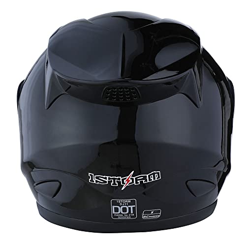 1Storm Motorcycle Bike Full Face Helmet Mechanic Glossy Black Smoked Shield - Image 5
