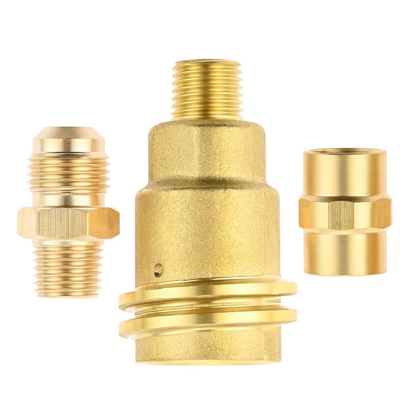 ETERMETA QCC1 Nut Propane Gas Fitting Hose Adapter with 1/4" Male Pipe Thread, 1/4 In. x 1/4 In. Npt Female Coupler, 3/8 Male Flare x 1/4 Male Npt, 3 Pack 1/4 Inch Brass Quick Connect Fittings for Propane - Image 1