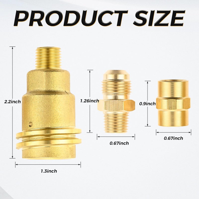 ETERMETA QCC1 Nut Propane Gas Fitting Hose Adapter with 1/4" Male Pipe Thread, 1/4 In. x 1/4 In. Npt Female Coupler, 3/8 Male Flare x 1/4 Male Npt, 3 Pack 1/4 Inch Brass Quick Connect Fittings for Propane - Image 2