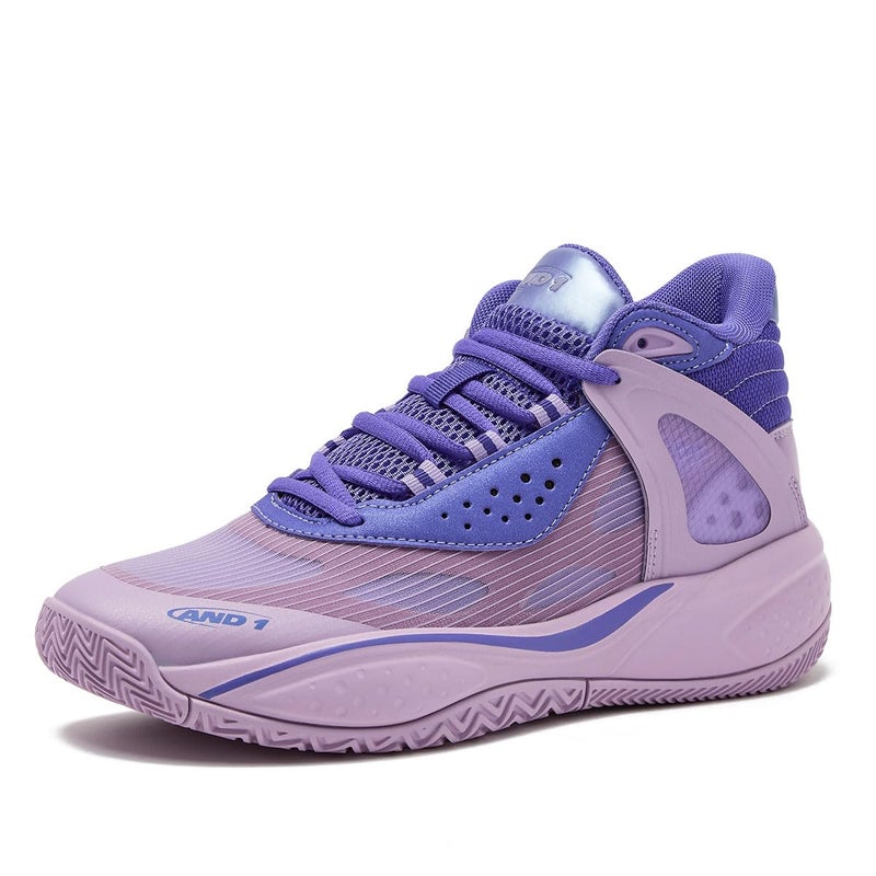 AND1 Revel Mid Mens Basketball Shoes Indoor or Outdoor Basketball Sneakers for Men or Women Street or Court Light PurpleDark Purple 95 Medium