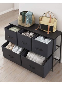 GoldenLike Storage Cabinet,2 Tier Chest of Drawers,Multifunction Storage Organizer Unit for Closet Large Storage Organizer Rack with 5 Fabric Storage Bins for Living Room,Entryway,Office  - Image 5