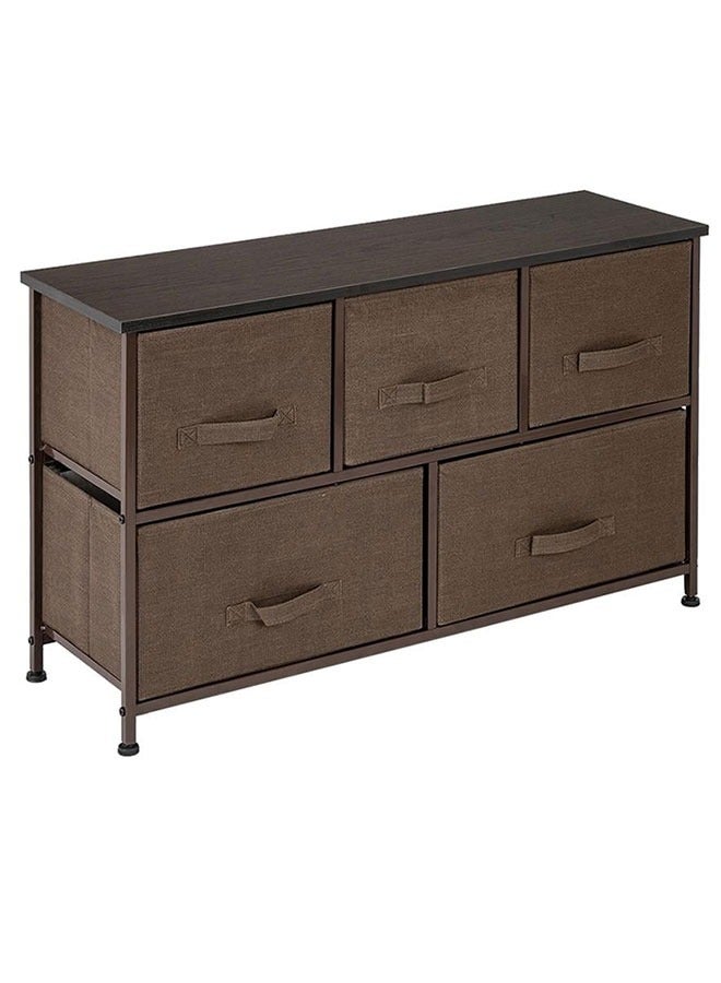 GoldenLike خزانة تخزين، خزانة ذات أدراج بطبقتين، وحدة تنظيم تخزين متعددة الوظائف لرف منظم تخزين كبير للخزانة مع 5 صناديق تخزين قماشية لغرفة المعيشة والمدخل والمكتب - Image 2