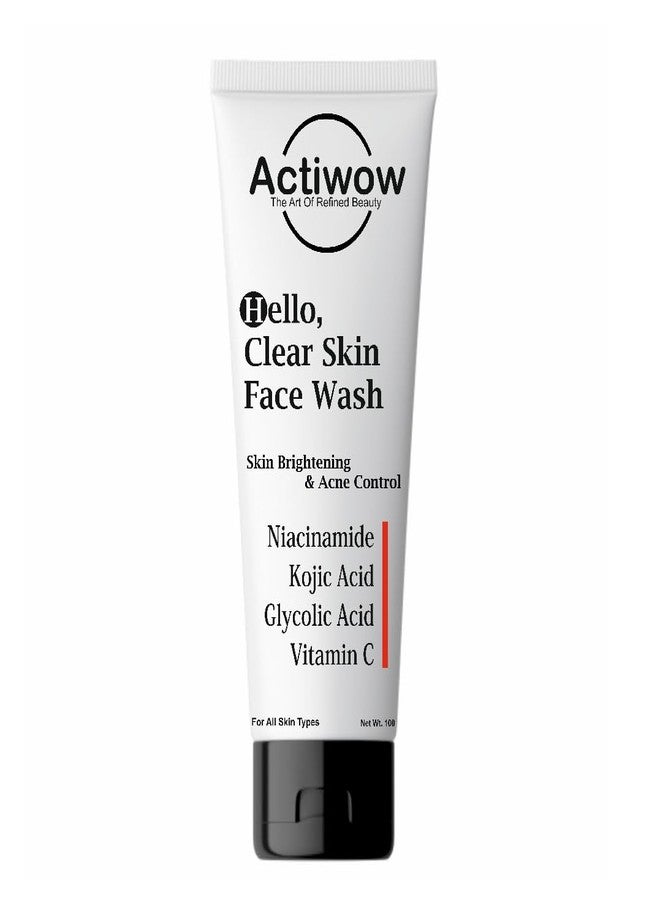 Actiwow Hello Clear Skin Face Wash | Kojic Acid | Niacinamide Whiteheads and Dull Skin |100ml Pack of 2 - Image 2
