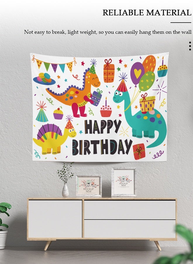 DUNISO لافتة عيد ميلاد ديناصور للأطفال، خلفية تصوير عيد ميلاد ديناصور سعيد، قماش خلفية حفلة عيد ميلاد ديناصور كرتوني بالألوان المائية، قماش خلفية موضوع الديناصور القابل للطي لزينة حفلة عيد الميلاد - Image 4